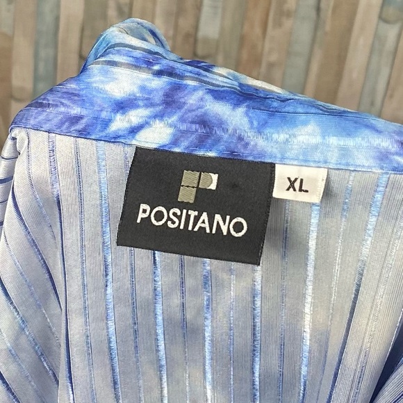 Positano XL Vintage 90s Tie Dye Sheer Iridescent Button Down Club Shirt Funky - Picture 6 of 7